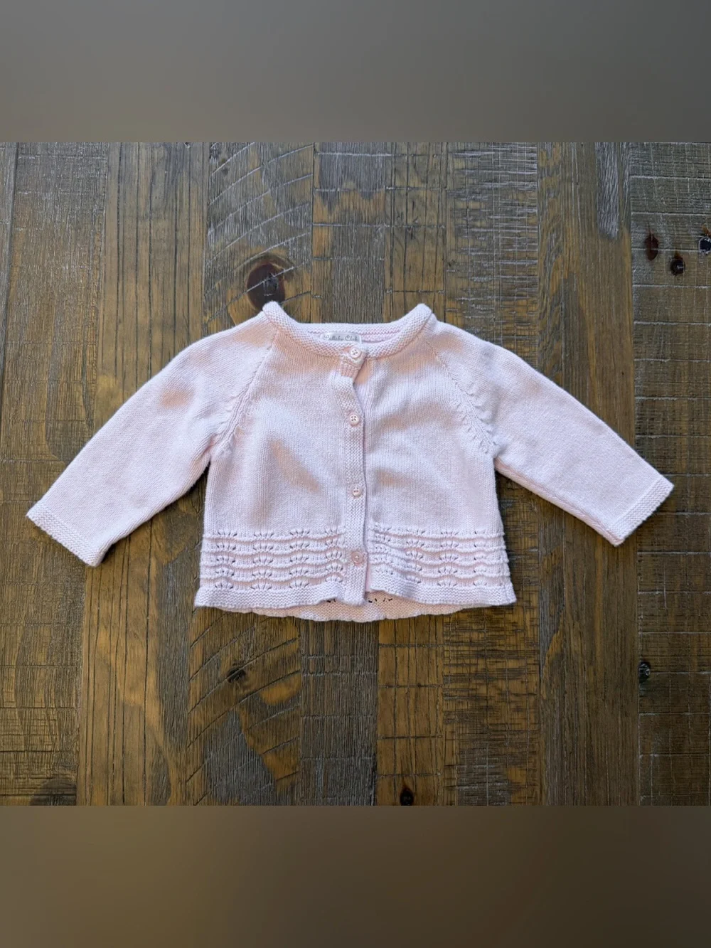Lullaby Club Baby Girl Pink Knit Long Sleeve Cardigan 6M